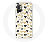 Coque pour Xiaomi Redmi Note 10 5G Fond de texture abstraite coeurs noir jaune et gris