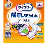 Pañal con tope de cinta Unicharm Lifree, tamaño LL, 4 veces absorbente, 15 hojas Pañales desechables con fijación de cinta para adultos: Cinta de fijación tipo cinta adhesiva 1 set