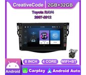 Radio Android para coche de 8 pulgadas para Toyota RAV4 2007-2012 con botón perilla reproductor de vídeo estéreo Multimedia 2din WIFI GPS Carplay 2 + 32GB 1+32GB