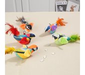 Juguete realista de simulación para mascotas, con sonido chirriante, de peluche, con forma de pájaro, para gatos, interactivo, con plumas, para gatitos. verde