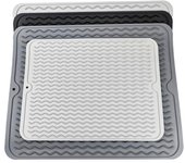 Tapete de silicona para secar platos (40 x 30 cm): tapete grande para secar platos, tapete para encimera, tapete para escurrir platos, tapete para fregadero, tapete grande de silicona. 30x40cm transparente