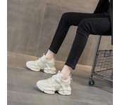 Zapatos de baile de cuero con suela gruesa para mujer: zapatillas informales de suela blanda con aumento de altura, tendencia de otoño 2024 36 beige