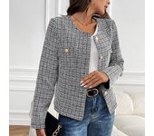 Chaqueta de otoño e invierno para mujer, cárdigan a cuadros Little Fragrance S negro