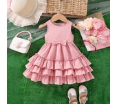 Vestido de moda para niñas, vestido de verano para niñas, vestido de princesa con hombros descubiertos. 90cm