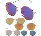 Gafas de sol redondas de espejo para hombre y mujer. One Size marrón