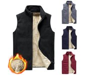 Chaleco de terciopelo de otoño e invierno para hombre, chaqueta con cremallera de Color sólido, chaleco de terciopelo de cordero que mantiene el calor, de talla grande M-8XL L gris