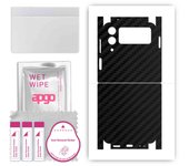 apgo Protective Skin Sticker for the back+sides compatible with Samsung Galaxy Z Flip4, Full Wrap Film, Foil, Vinyl - Pattern Carbon Black