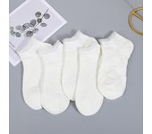 5 pares de calcetines blancos pequeños de encaje lindos calcetines de algodón transpirables finos de primavera y verano para mujeres estudiantes calcetines cortos de barco poco profundos