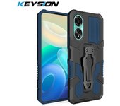 Funda armadura a prueba de golpes KEYSION para OPPO A78 A58 4G silicona suave + PC soporte de Metal Clip trasero cubierta de teléfono para OPPO A78 4G A58 A17K for OPPO A78 rojo