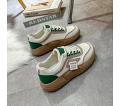 Zapatos vulcanizados para mujer, mocasines deportivos de otoño e invierno, zapatillas cómodas para caminar, zapatos casuales con cordones y suela gruesa para mujer 35 verde