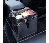Cubo de basura portátil para coche, bolsillo de almacenamiento, para colgar en el asiento trasero, impermeable negro