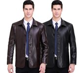 Nuevas chaquetas de cuero de otoño e invierno para hombres de mediana edad con solapa, chaquetas de cuero de piel de oveja daddy para personas de mediana edad y mayores 170