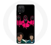 Funda - Samsung - Galaxy A12 - Suave - Negra - Máscaras Triángulo, Cuadrado y Círculo