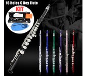 Flauta de concierto occidental, instrumento de viento de madera con llave C, 16 agujeros, cuproníquel, niquelado, con limpieza plata