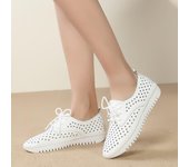 Zapatillas de deporte de verano para mujer, zapatos de plataforma, Sandalias planas para caminar de cuero genuino para mujer, zapatos cómodos y transpirables para vacaciones 35 negro