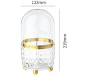 Soporte giratorio de 360 ​​° para brochas de maquillaje con tapa, organizador de lápiz labial y esmalte de uñas, caja de almacenamiento de cosméticos, organizador de maquillaje transparente