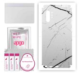 apgo Protective Skin Sticker for the back+sides compatible with Samsung Galaxy Note 10 Plus, Full Wrap Film, Foil, Vinyl - Pattern White Marble