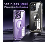 Funda de teléfono para iPhone 14 con carga inalámbrica magnética Magsafe, cubierta a prueba de golpes con imán de aluminio para iPhone 14 Pro Max Fundas For iPhone14 Pro Max púrpura