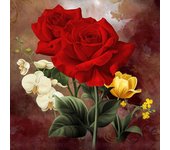 Pintura de diamante redondo, bordado de rosas rojas, punto de cruz, mosaico de diamantes de imitación, decoración del hogar 30x30CM
