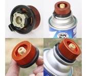 Adaptador de conversión para estufa de camping y senderismo al aire libre, conector de horno de gas de tipo dividido, adaptador de tanque de cartucho N/A rojo