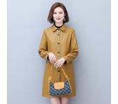 Otoño e Invierno Nueva Ropa de Cuero Grande Edición Coreana para Mujer Cuello Polo Chaqueta de Cuero de Longitud Media Cubierta Exterior de Cuero Slim Fit para Mujer Tendencia 5XL