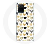 Coque pour Vivo Y21s 2021 / Y21 2021 Fond de texture abstraite coeurs noir jaune et gris