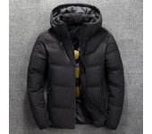 Chaqueta cálida de algodón con forro superior y cremallera informal para hombre, chaqueta corta con capucha de invierno, chaqueta cálida de talla grande XS negro