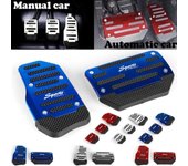 Cubierta Universal de aluminio para Pedal de coche, acelerador de freno de engranaje automático, antideslizante, 2 unidades/juego, rojo/azul/plata Manual car-3pcs plata