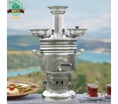 Estufa de leña al aire libre Samovar turco de acero inoxidable, juego de tetera Samovar, calentador de tetera, utensilios de té, estufa de té, caldera de agua para picnic Aluminum teapot
