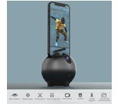 Estabilizador de cardán con seguimiento automático de rostros con IA para teléfonos inteligentes Estabilizador de selfies de escritorio para teléfono robot gris oscuro