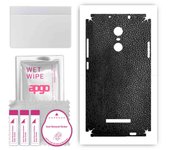 apgo Protective Skin Sticker for the back+sides compatible with Xiaomi Redmi Note 3 Note 3 Pro, Full Wrap Film, Foil, Vinyl - Pattern Black Leather