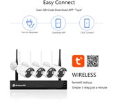 Sistema de cámara de seguridad inalámbrica 1080P 4CH HD, 4CH NVR + 4 Uds WiFi cámara IP vídeo 1080P EU plug