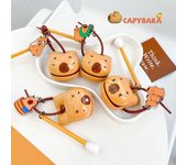 Juguetes creativos de pez de madera de capibara, lindo llavero de capibara, bolso kawaii, colgante de llave de coche, juguetes para aliviar el estrés para niños y adultos A