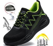 Nuevos zapatos de seguridad para hombre, zapatillas con punta de acero, botas de seguridad para el trabajo a prueba de pinchazos, zapatos de trabajo ligeros y transpirables para hombre con amortiguación de aire 39