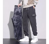 Pantalones casuales cálidos de lana de invierno para hombre, pantalones deportivos para correr, pantalones Harajuku Y2k para hombre, pantalones holgados de calle, pantalones harén para hombre XXXXXL negro