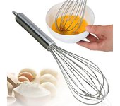 Batidor de alambre de acero inoxidable de 8 pulgadas, batidor manual para huevos, utensilio de cocina para hornear, batidor de mantequilla y crema de leche