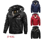 Invierno nuevos hombres cuello de piel más chaqueta de algodón de terciopelo chaqueta de algodón de moda casual S negro