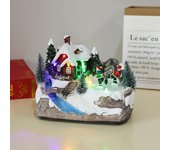 Estatua musical giratoria de resina con luz LED para decoración de casa navideña, decoración de escritorio para el hogar, regalo de Navidad Ski models