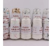 Hilo 100 % algodón, 50 g/150 m, 6 mm + 3 mm, hilo especial con lentejuelas, accesorios para prendas de bricolaje, hilo para tejer muñecas de trapo.
