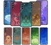 Funda de teléfono con el logotipo de Genshin Impact para Samsung Galaxy S23 Ultra S22 S21 S20 FE 5G S10 S10E S9 S8 Plus Note 20, funda de silicona para parachoques Samsung S21 Plus