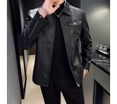 Chaqueta de Cuero para Hombre Otoño e Invierno Nueva Versión Coreana Estilo Corto Ajustado Chaqueta de Cuero para Hombre con Solapa de Moda Chaqueta de Moto de Marca de Moda para Hombre M