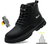 Zapatos de seguridad para hombre, botas con punta de acero, zapatillas de trabajo, antigolpes, antipinchazos, indestructibles, calzado deportivo de protección para hombre 39 negro