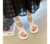 Sandalias de mujer CALIENTES 2024 Verano Color sólido Cómodos zapatos de playa para mujer Sandalias gruesas para mujer Zapato antideslizante 35 blanco