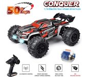 Nuevo coche de control remoto 4x4 de 50 km/h con luces LED todoterreno 4x4 de alta velocidad Drift Monster Truck coche de carreras sin escobillas para niños y adultos juguetes de regalo 1 battery rojo