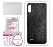 Adhesivo protector trasero apgo compatible con LG K22, lámina de vinilo - Patrón de cuero negro