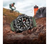 Relojes LED para hombre, reloj resistente al agua hasta 50M, alarma, reloj de pulsera con pantalla Dual, reloj militar de cuarzo, deporte nuevo para hombre naranja