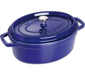 Maceta grande de esmalte fundido a mano Staub Cocotte Oval Grand Blue, compatible con IH, japonesa La Cocotte Oval  Pico 29 cm  [Producto autorizado] 40510-288 azul