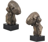 Bedlington Terrier, Rothbury Terrier, Rodbery Terrier - Dog statue, bust on stone base, sculpture, trophy for dog show by Art-Dog brand marrón
