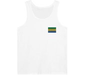 Débardeur - Drapeau du Gabon - Broderie Blanc - 100% Coton - Coupe Ajustée - Mixte
