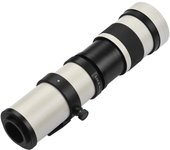 Cámara MF Super Teleobjetivo Zoom Lente F/8.3-16 420-800mm Montura T con Anillo Adaptador Universal 1/4 blanco